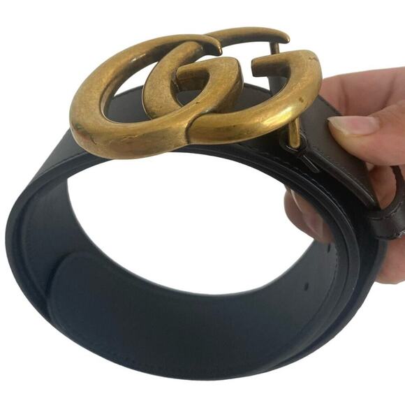 Gucci GG Marmont 2015 Re-Edition Wide Belt in Black Leather - Picture 9 of 13